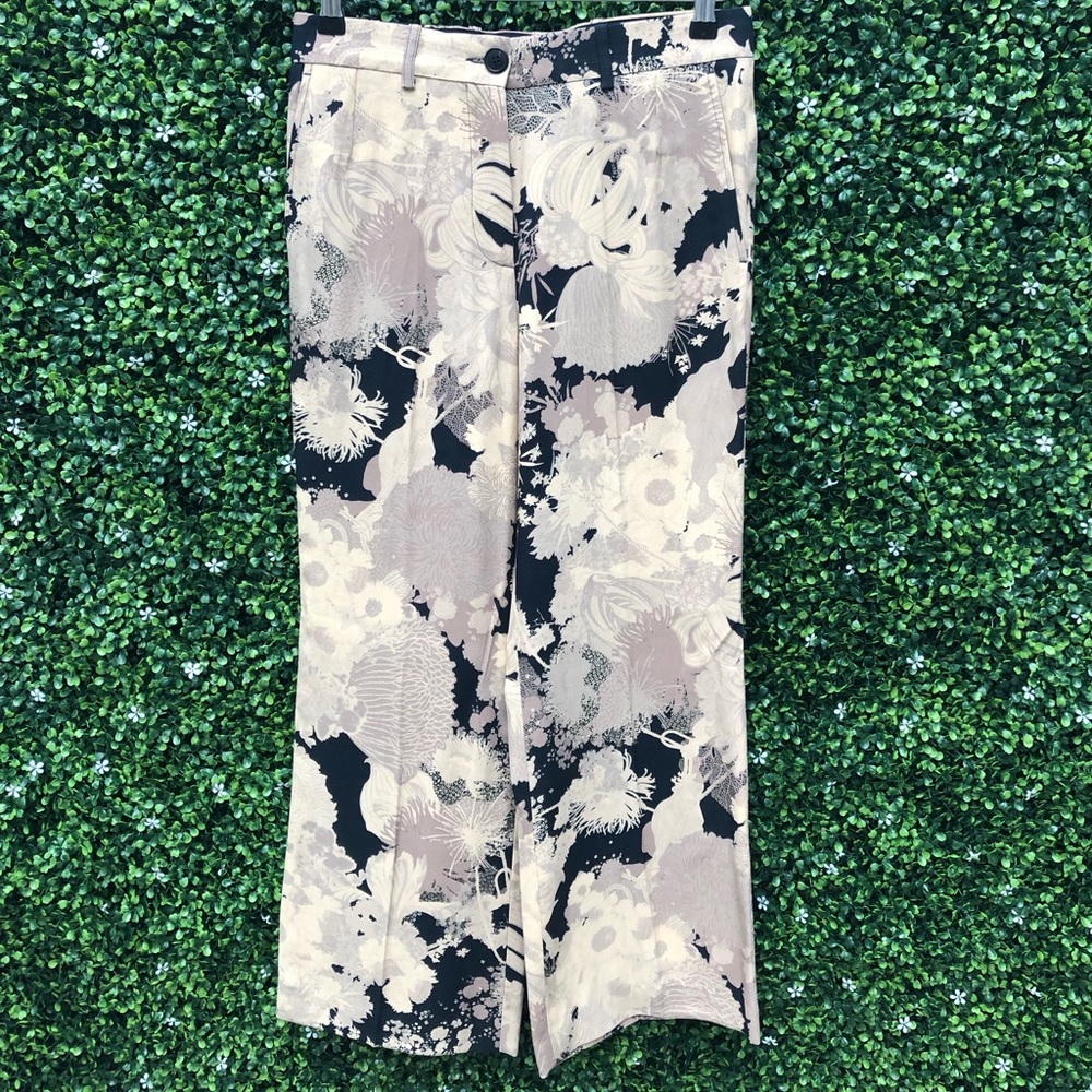 Dries Van Noten Black and Beige Flower Trouser 36 - Picture 2 of 7